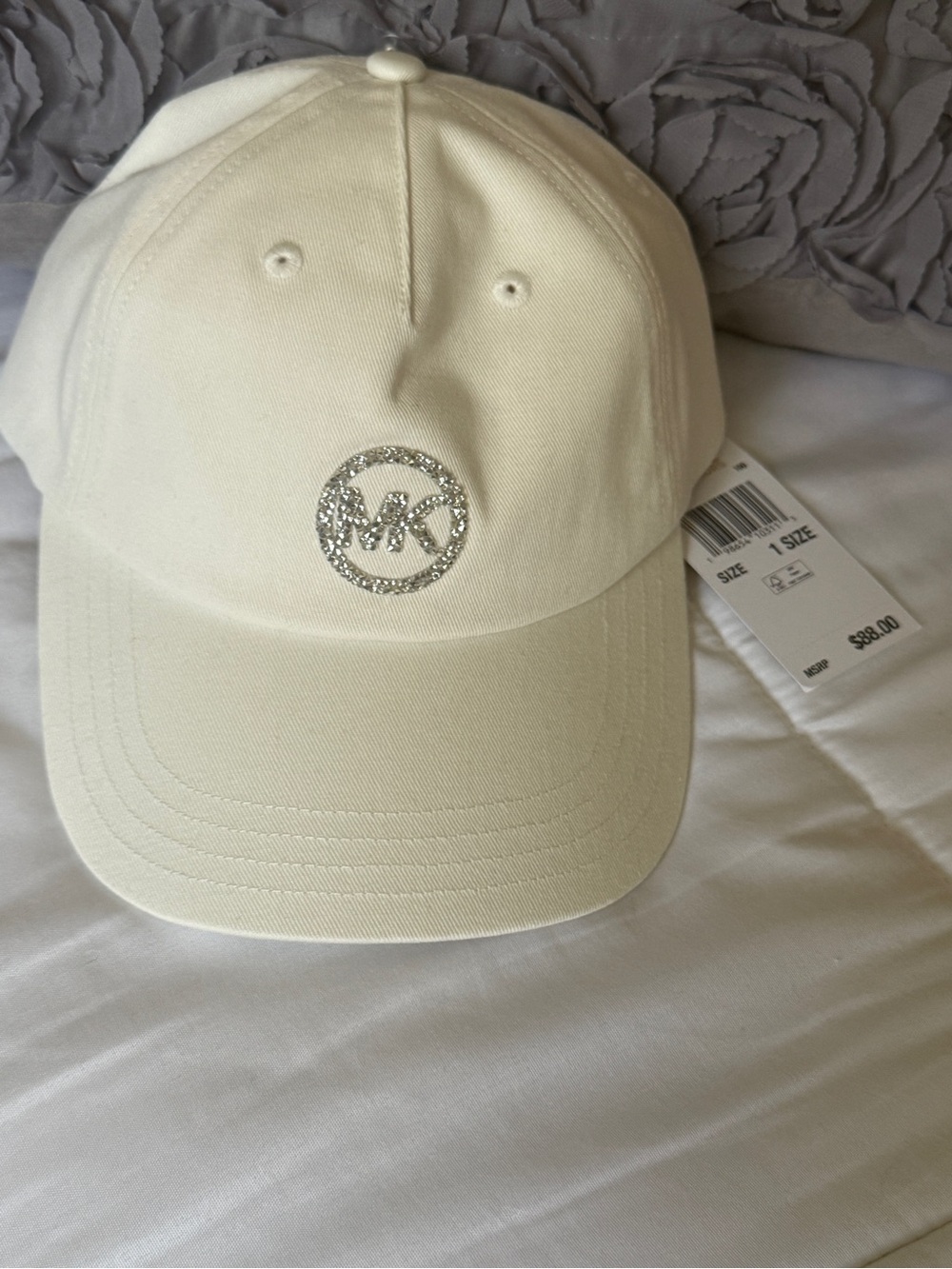Michael Kors Men’s Light Cream Baseball Cap with Crystal Logo